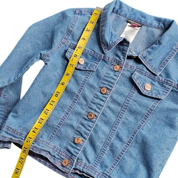 Vince Camuto Girls Denim Contrast Stitch Jacket, Leopard, Size 10 - Picture 5 of 5